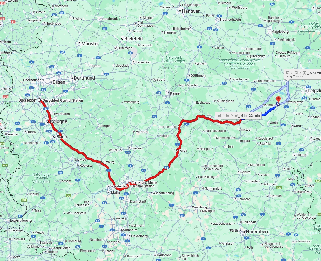 Anreise von Düsseldorf Zu Saale Über 