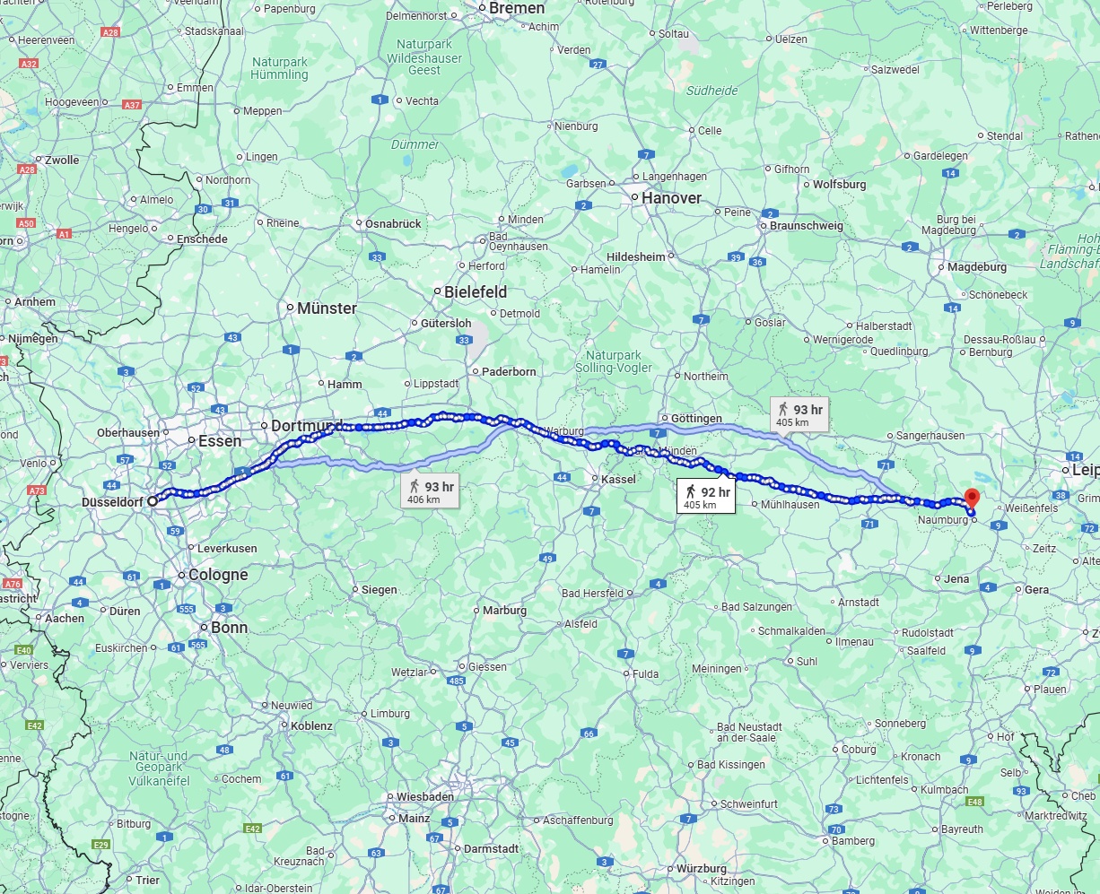 Anreise von Düsseldorf Zu Saale Über 