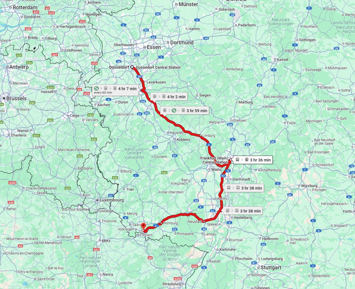 Anreise von Düsseldorf Zu Saarbrücken Über 