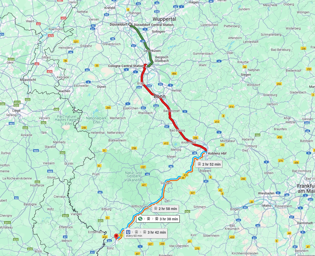 Anreise von Düsseldorf Zu Trier Über 