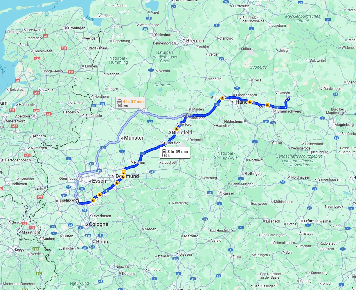 Anreise von Düsseldorf Zu Wolfsburg Über via A2