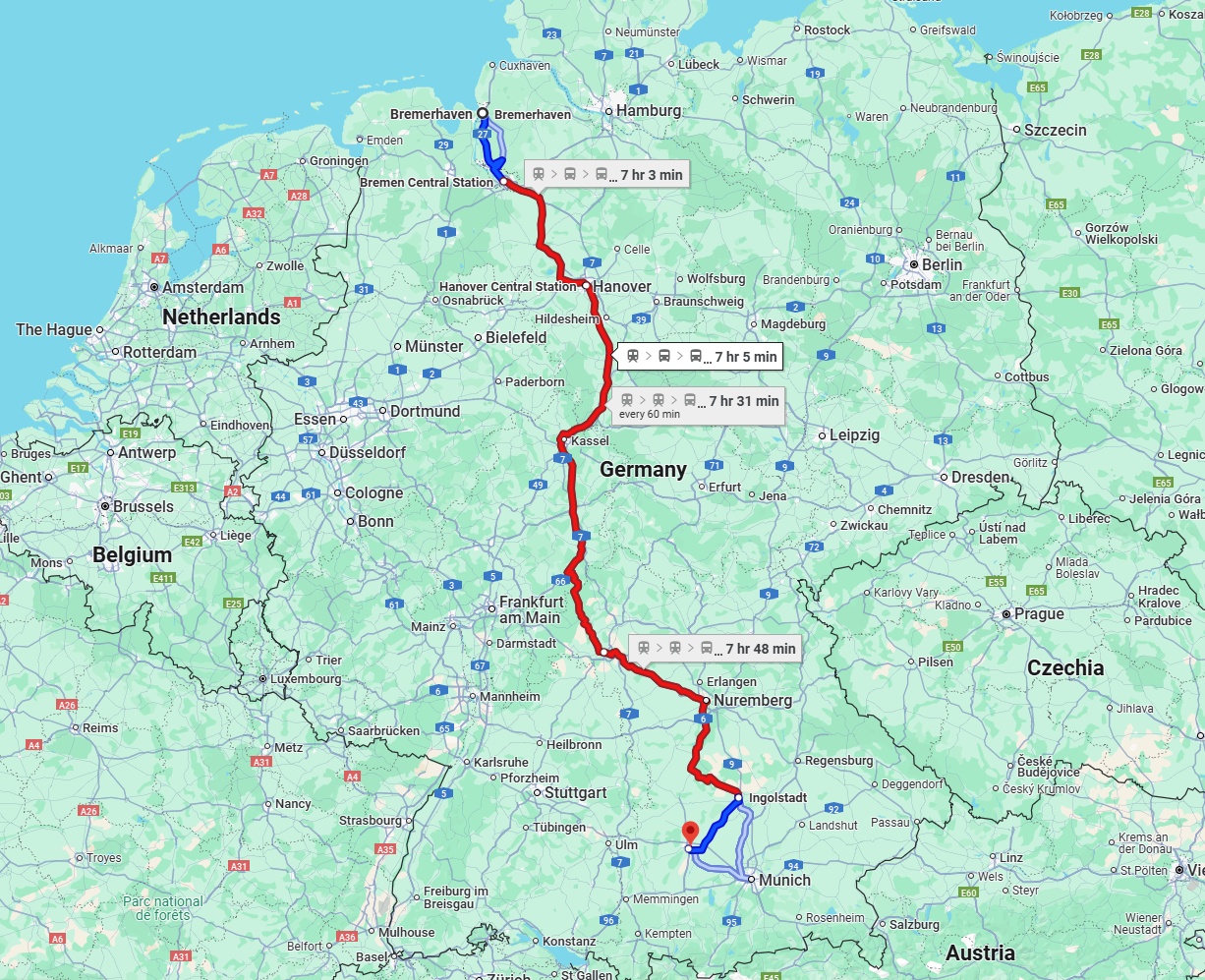 Anreise von Bremerhaven Zu Augsburg Über 