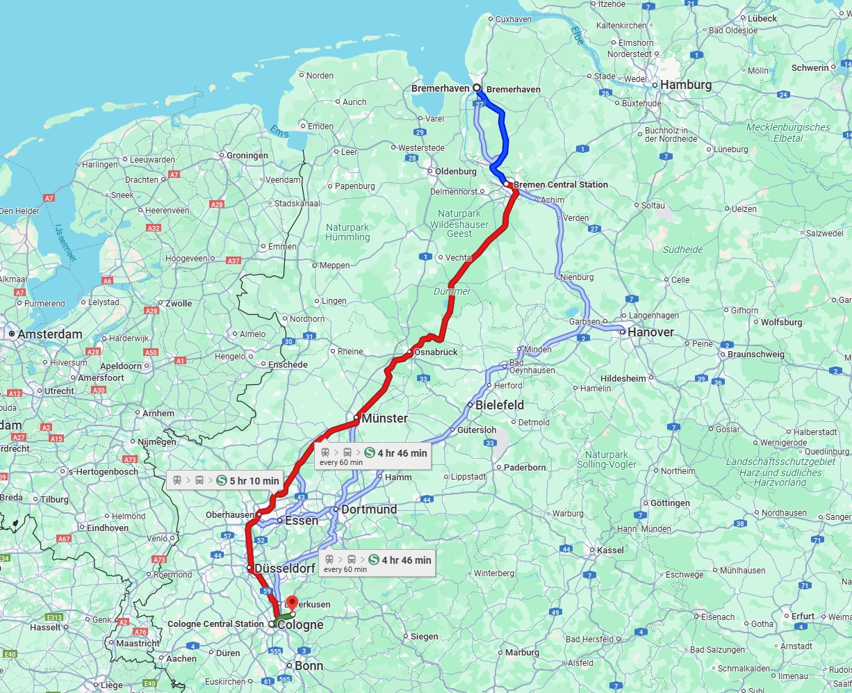 Anreise von Bremerhaven Zu Bergisch Gladbach Über 