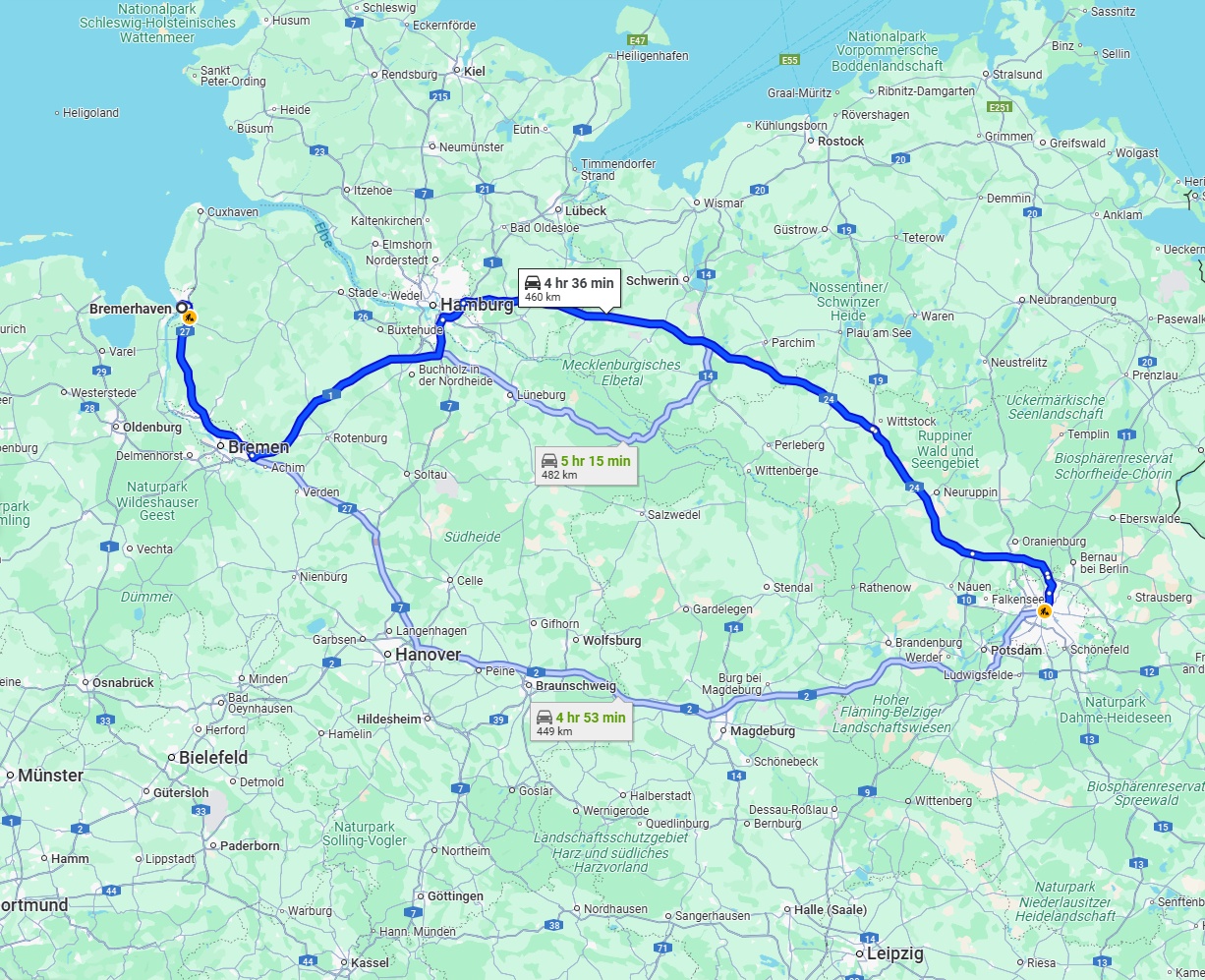 Anreise von Bremerhaven Zu Berlin Über via A24