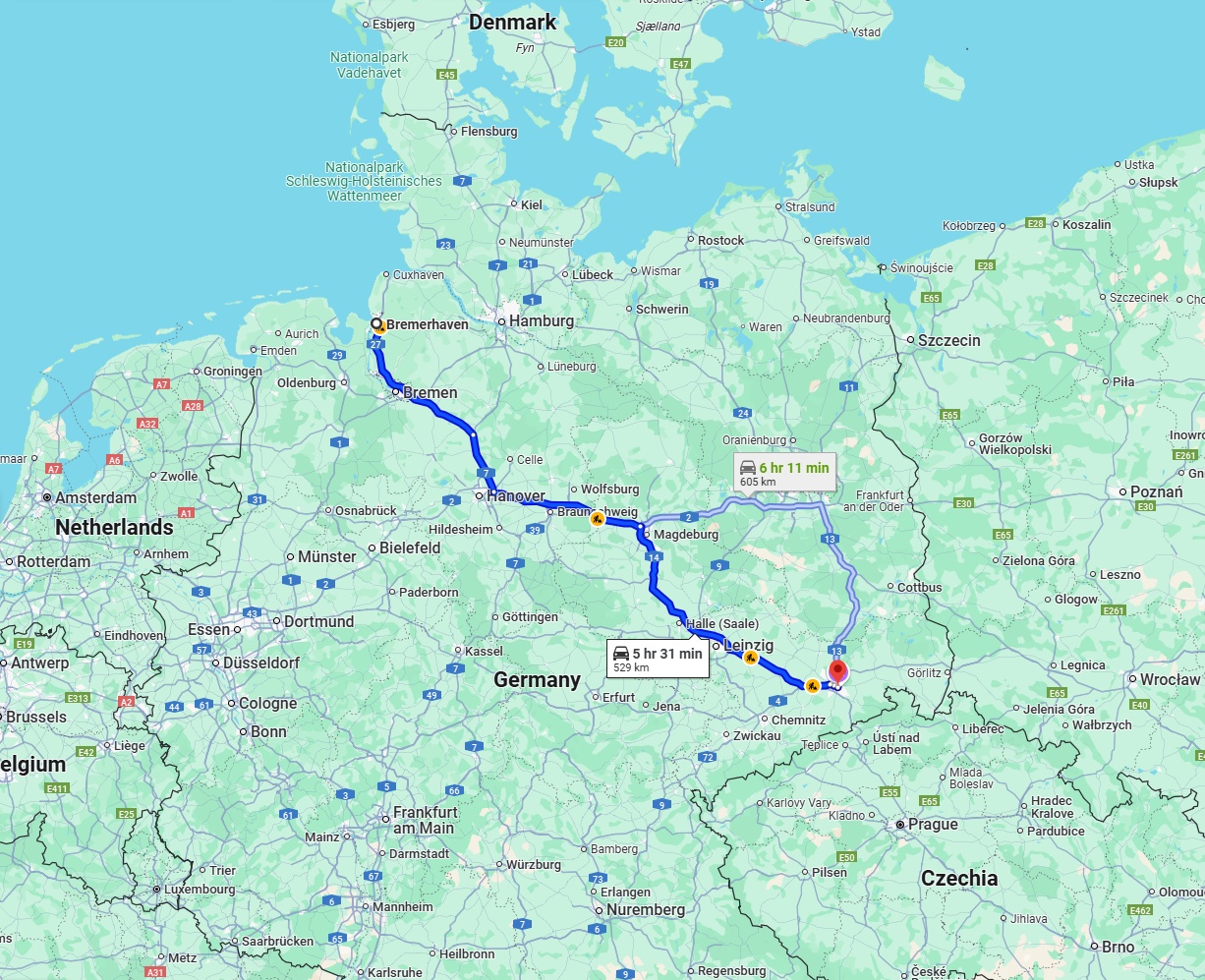 Anreise von Bremerhaven Zu Dresden Über via A14