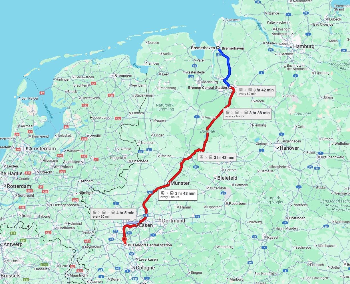 Anreise von Bremerhaven Zu Düsseldorf Über 