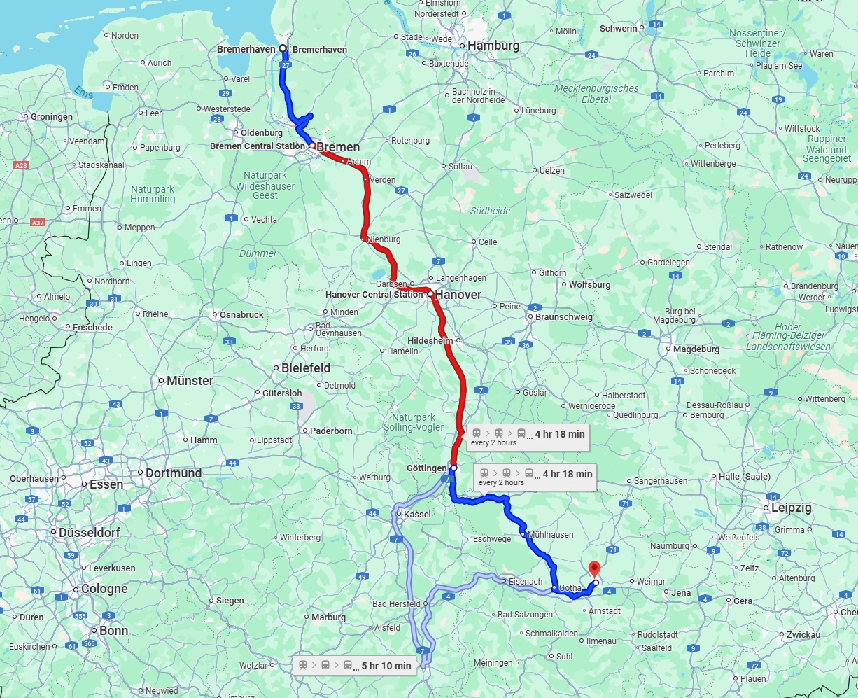 Anreise von Bremerhaven Zu Erfurt Über 
