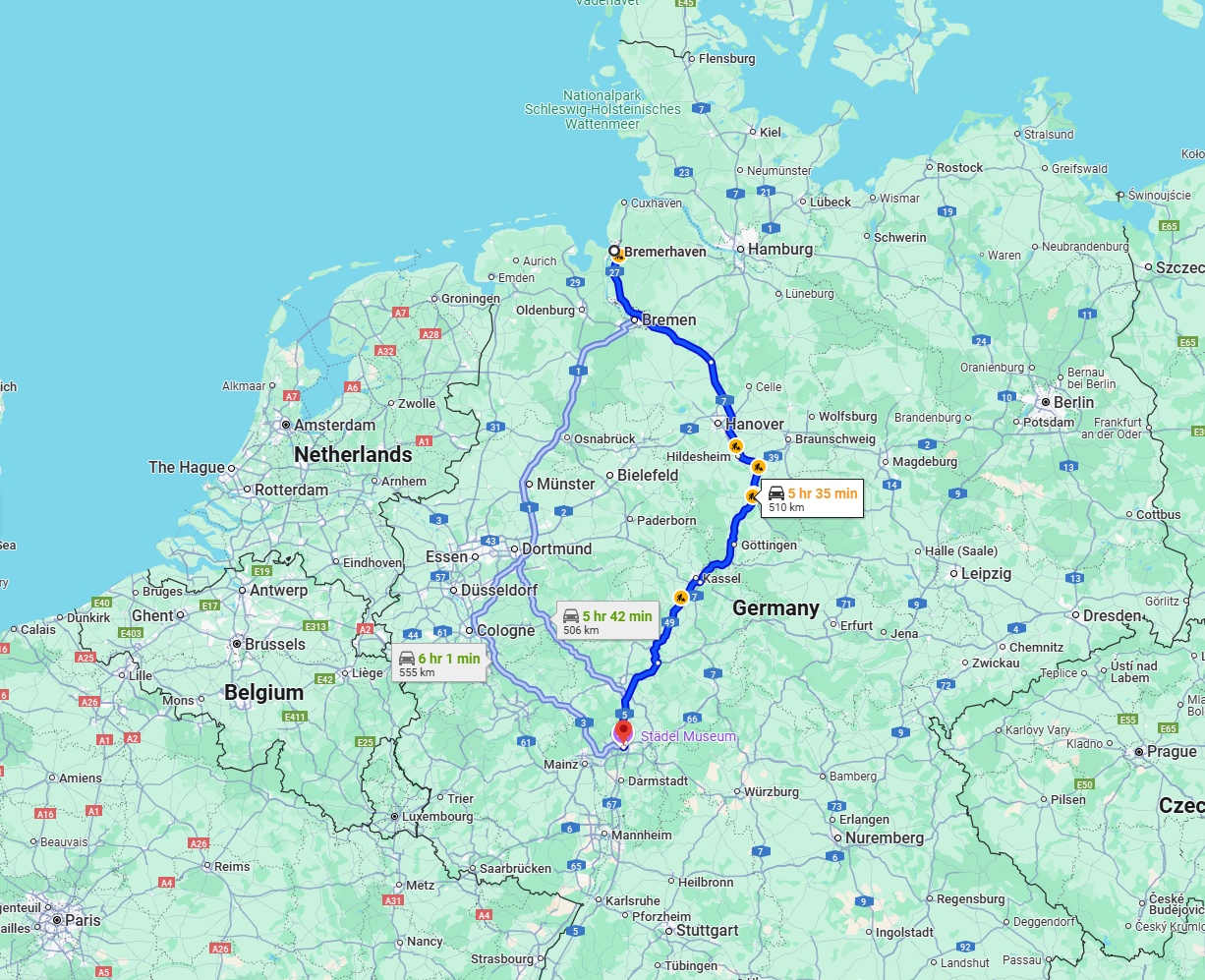 Anreise von Bremerhaven Zu Frankfurt am Main Über via A7