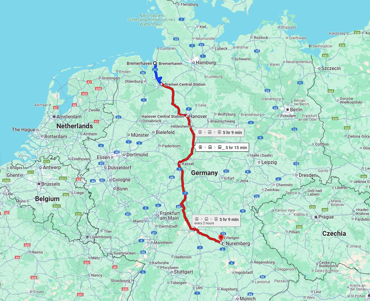 Anreise von Bremerhaven Zu Fürth Über 