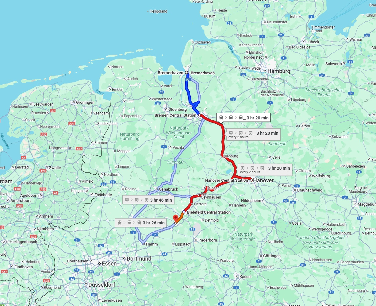 Anreise von Bremerhaven Zu Gütersloh Über 