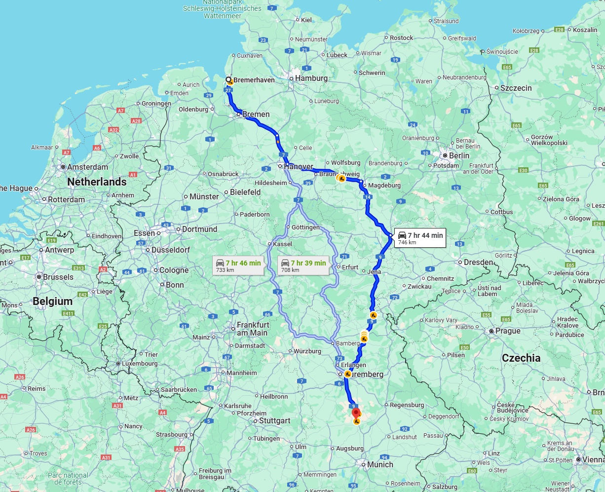 Anreise von Bremerhaven Zu Ingolstadt Über via A9