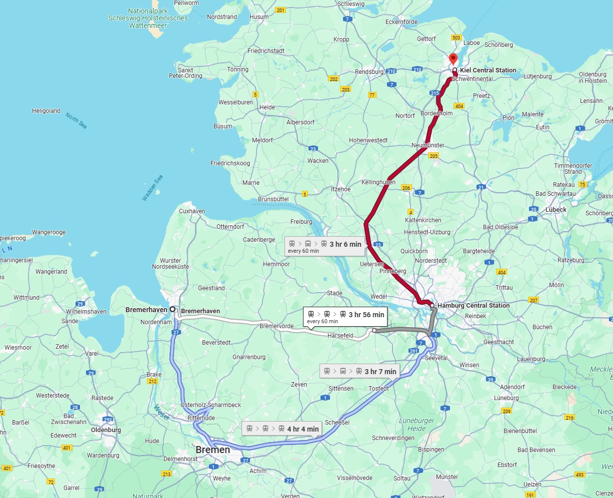 Anreise von Bremerhaven Zu Kiel Über 