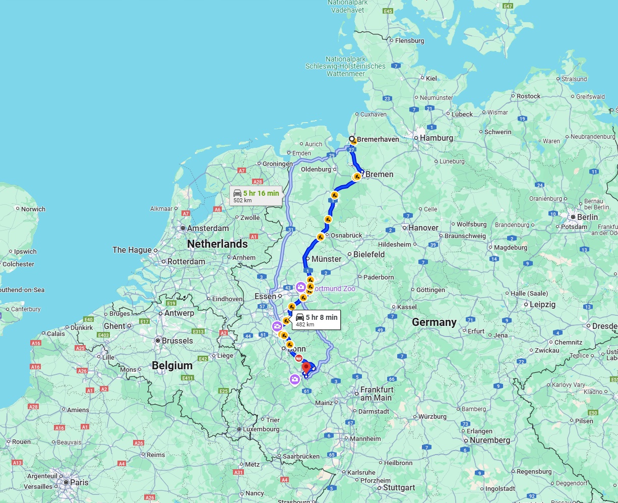 Anreise von Bremerhaven Zu Koblenz Über via A1