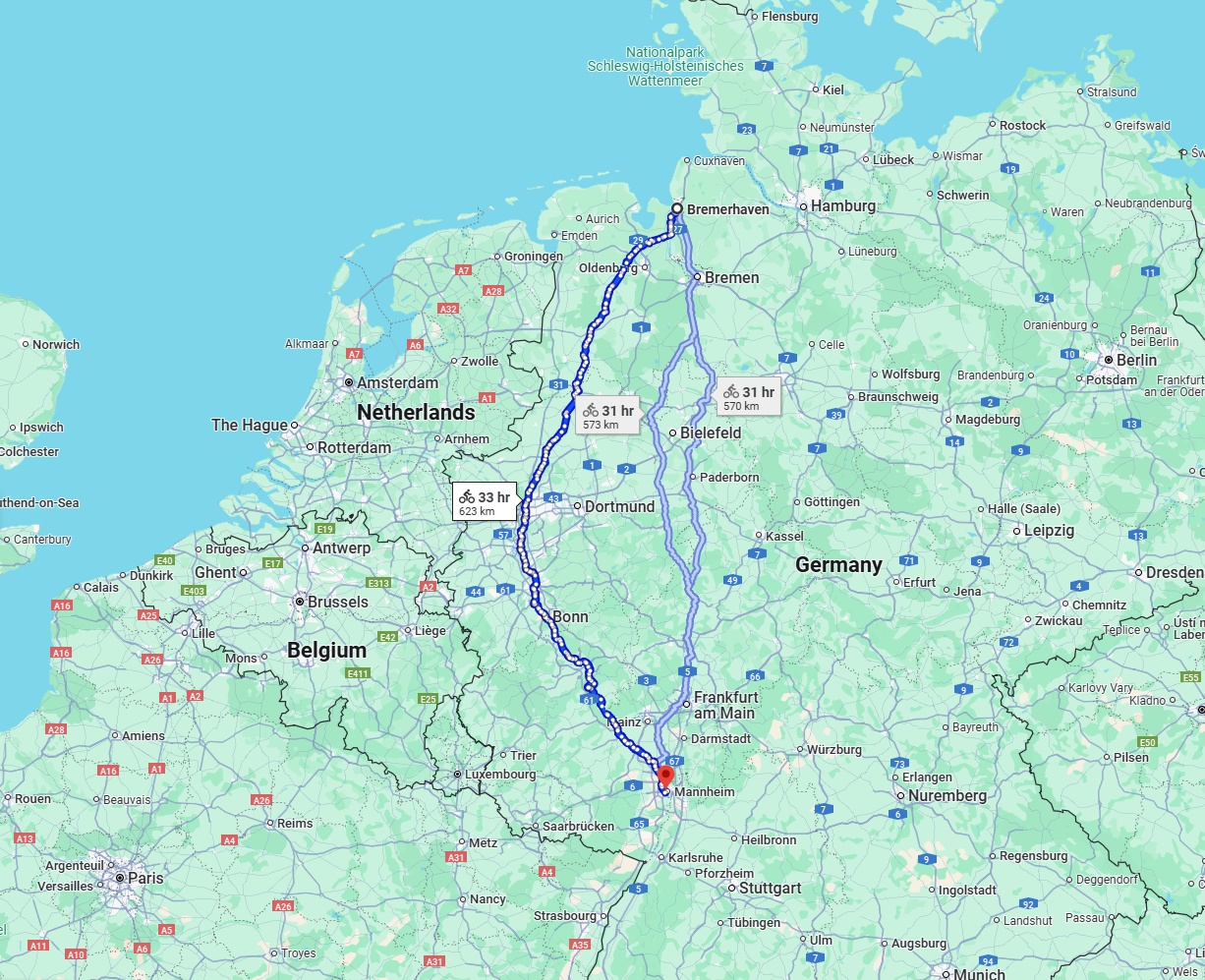 Anreise von Bremerhaven Zu Ludwigshafen am Rhein Über 