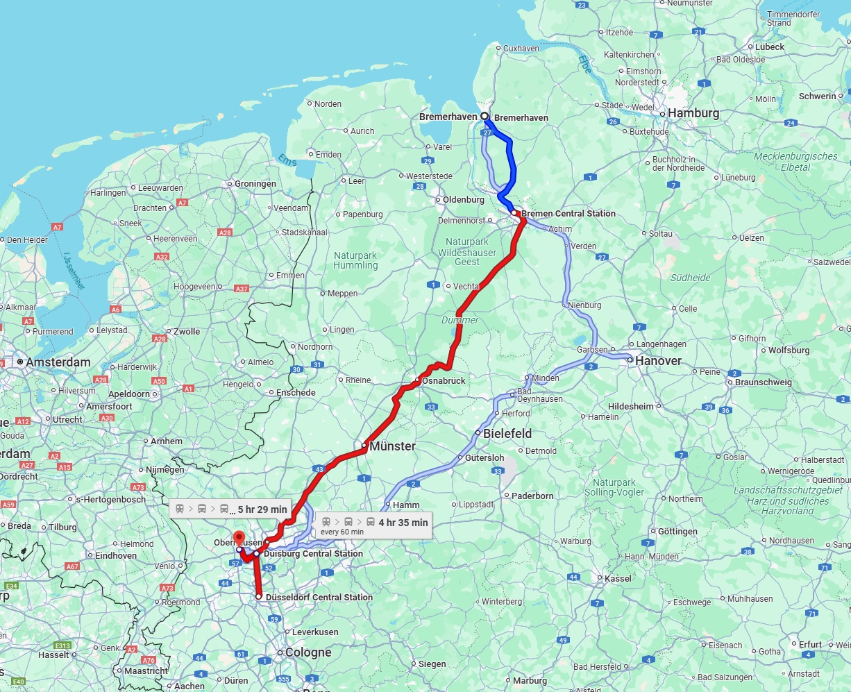 Anreise von Bremerhaven Zu Moers Über 