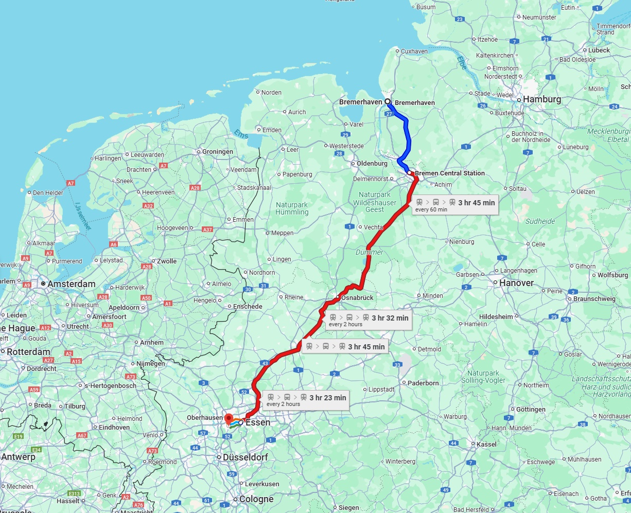 Anreise von Bremerhaven Zu Mülheim an der Ruhr Über 