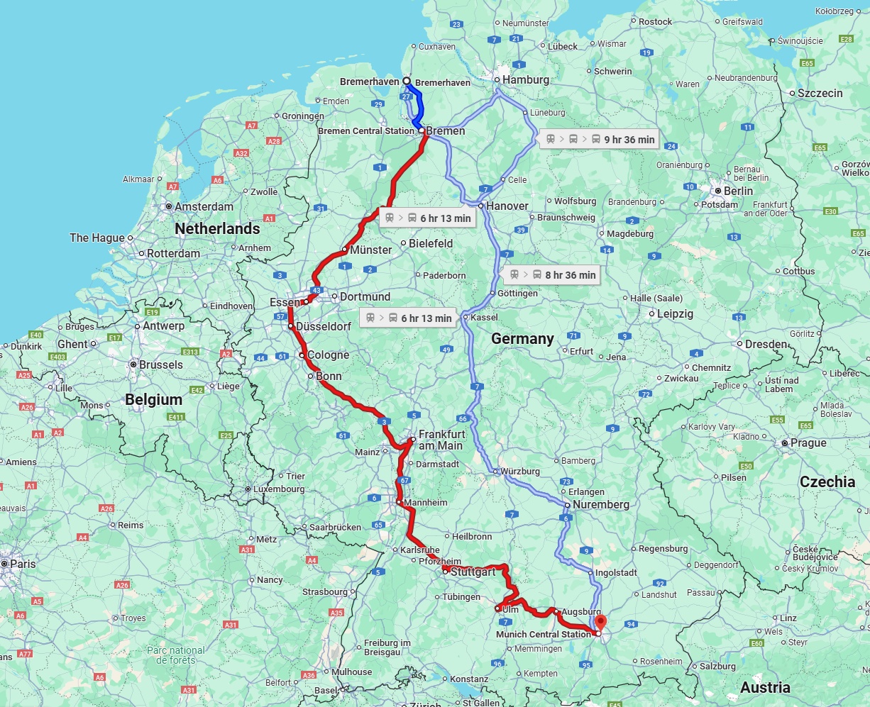 Anreise von Bremerhaven Zu München Über 
