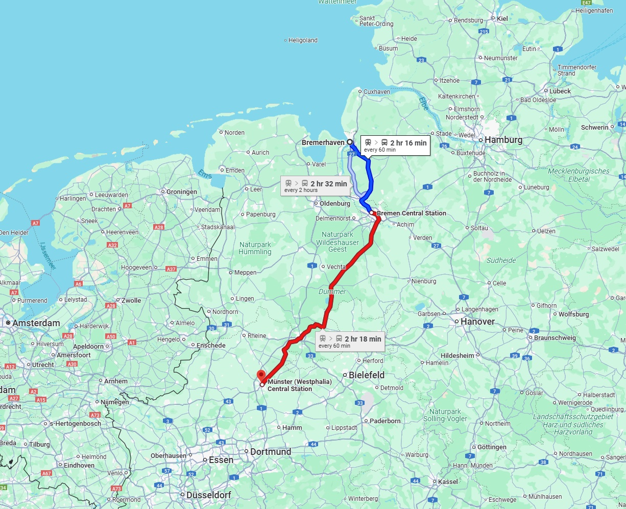 Anreise von Bremerhaven Zu Münster Über 