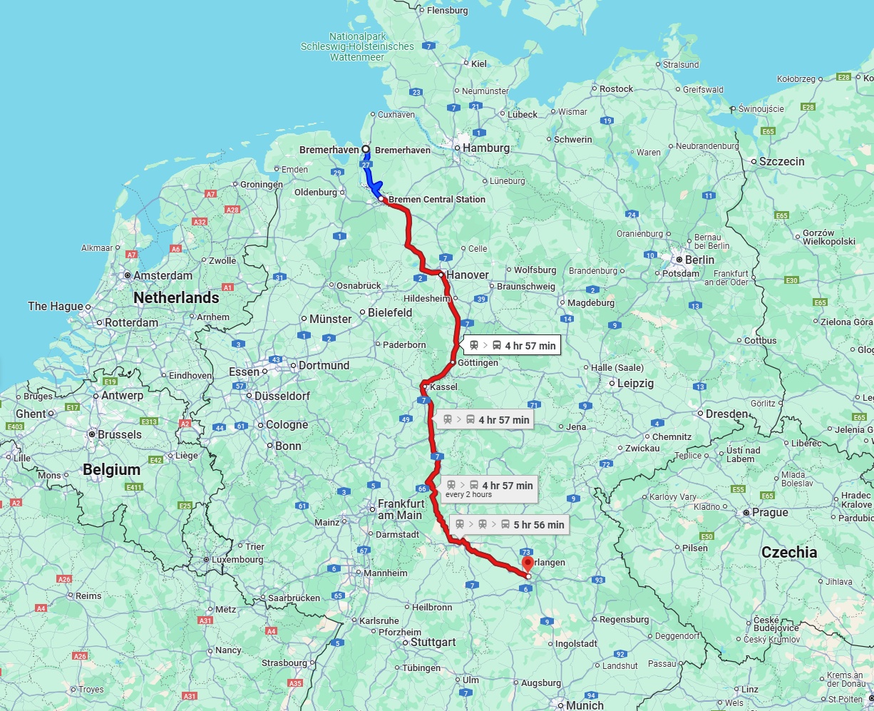 Anreise von Bremerhaven Zu Nürnberg Über 