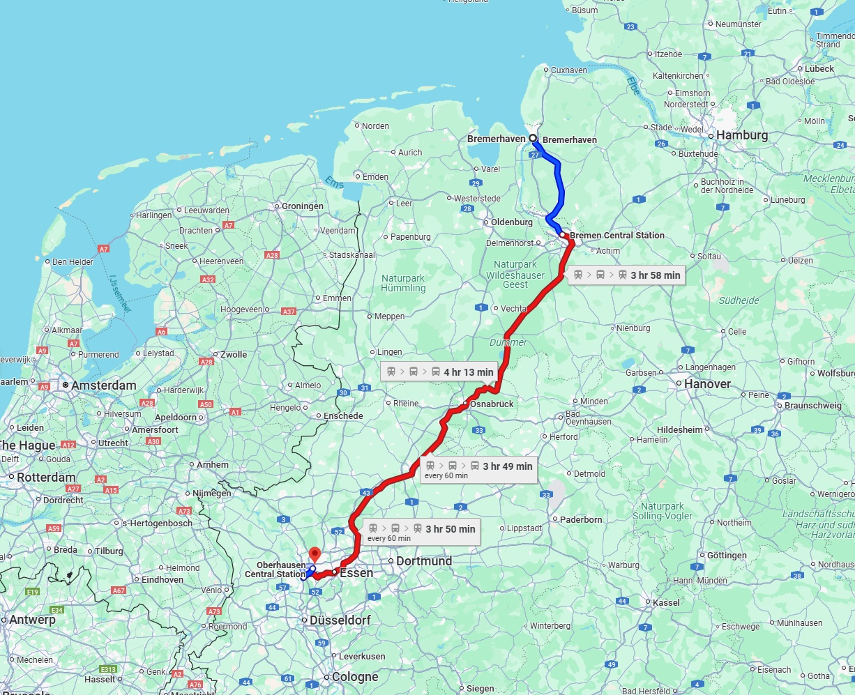 Anreise von Bremerhaven Zu Oberhausen Über 