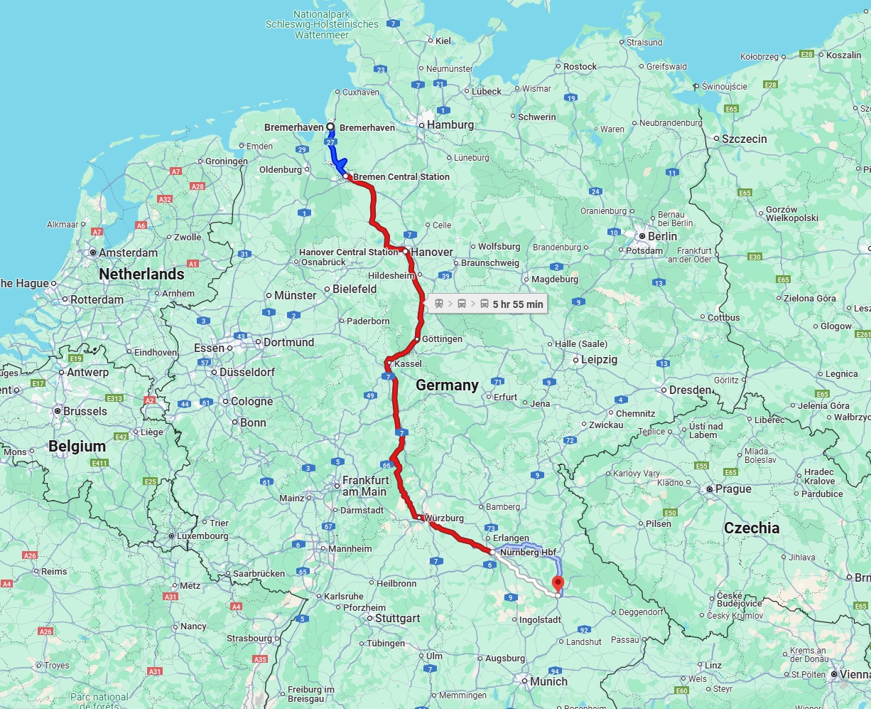 Anreise von Bremerhaven Zu Regensburg Über 