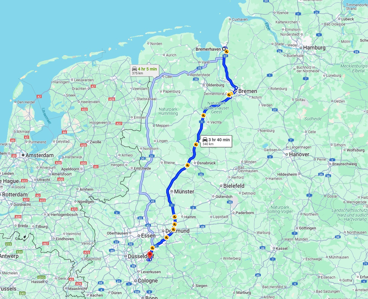 Anreise von Bremerhaven Zu Remscheid Über via A1