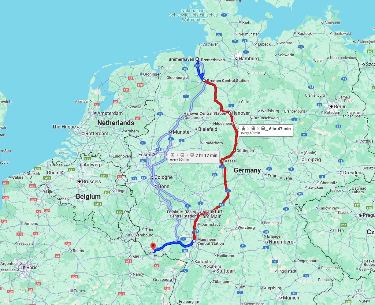 Anreise von Bremerhaven Zu Saarbrücken Über 