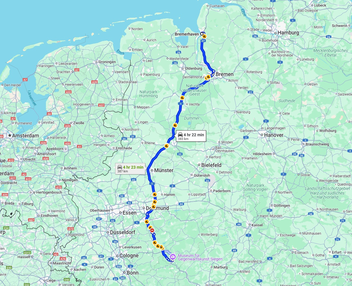 Anreise von Bremerhaven Zu Siegen Über via A1