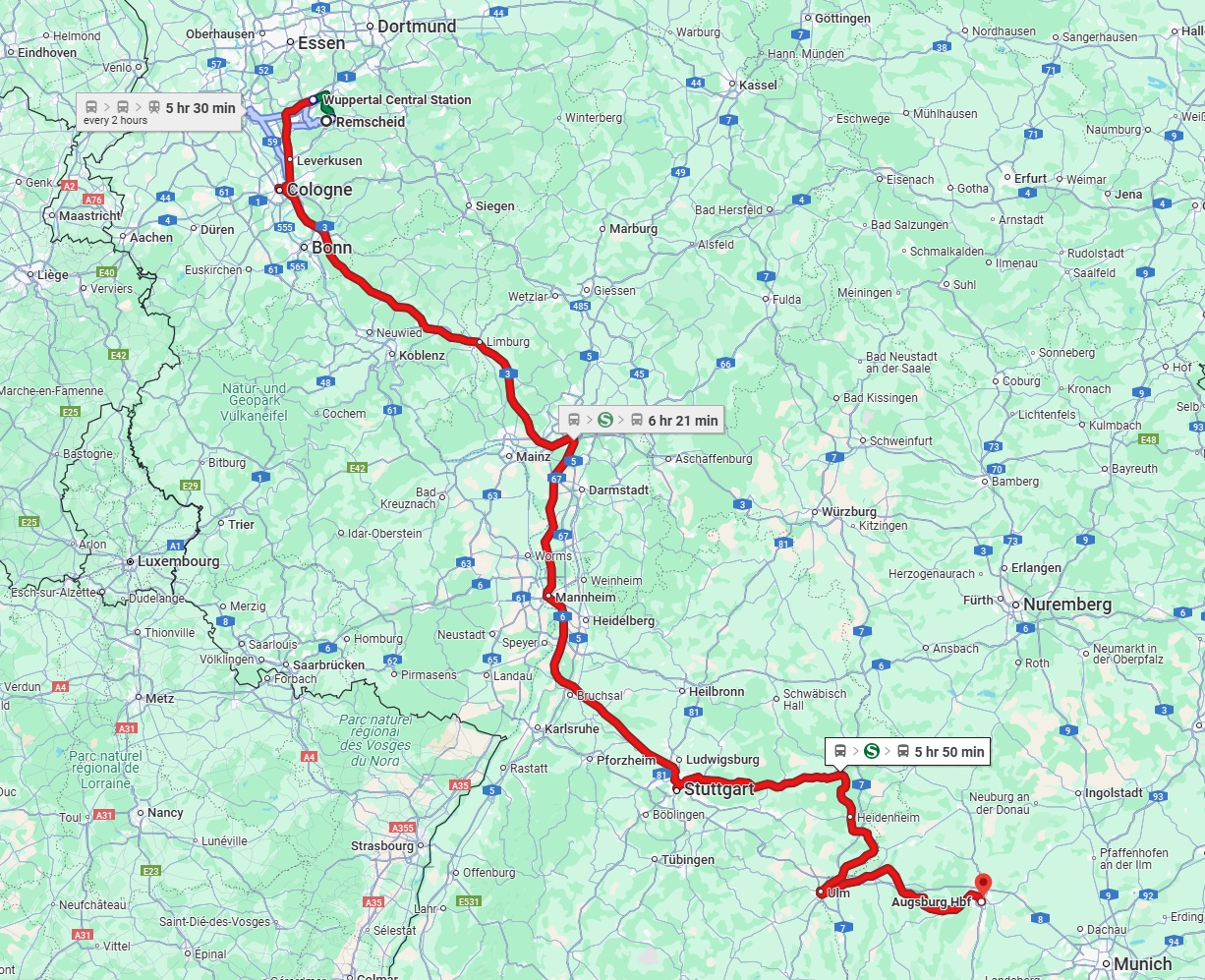 Anreise von Remscheid Zu Augsburg Über 