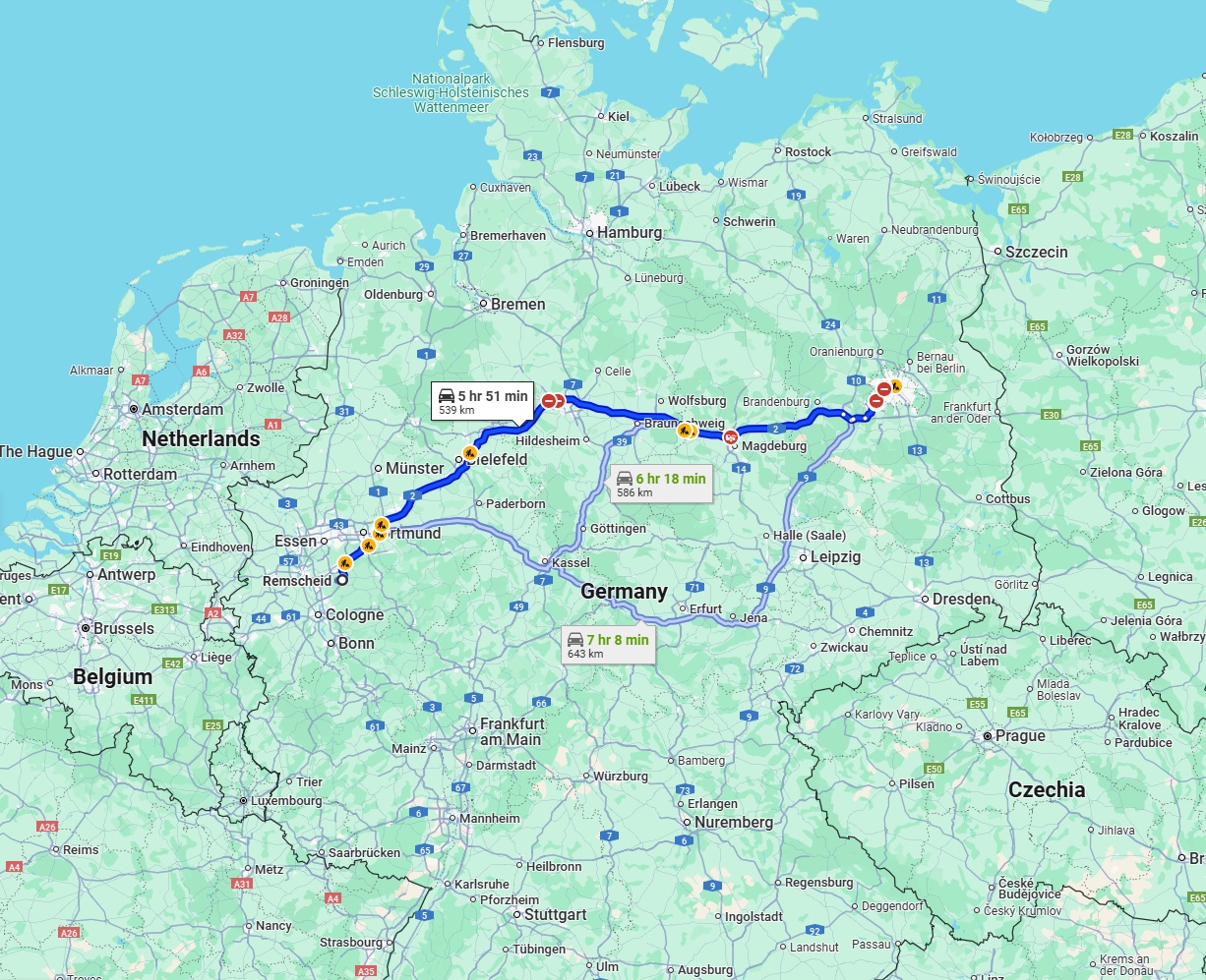 Anreise von Remscheid Zu Berlin Über via A2