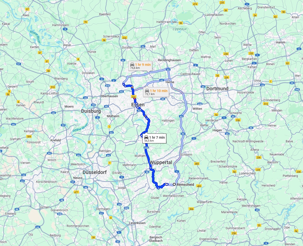 Anreise von Remscheid Zu Bottrop Über via A535