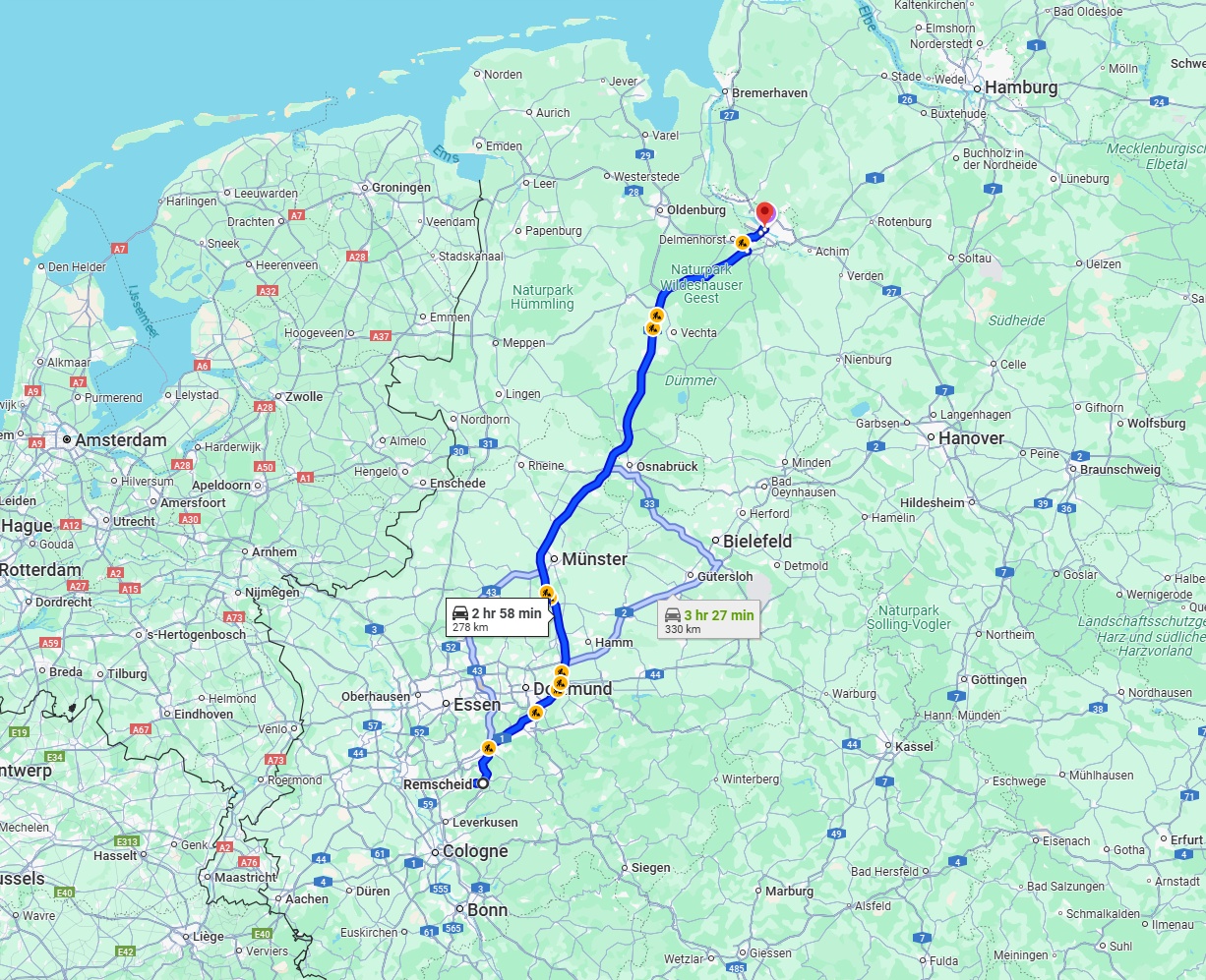 Anreise von Remscheid Zu Bremen Über via A1