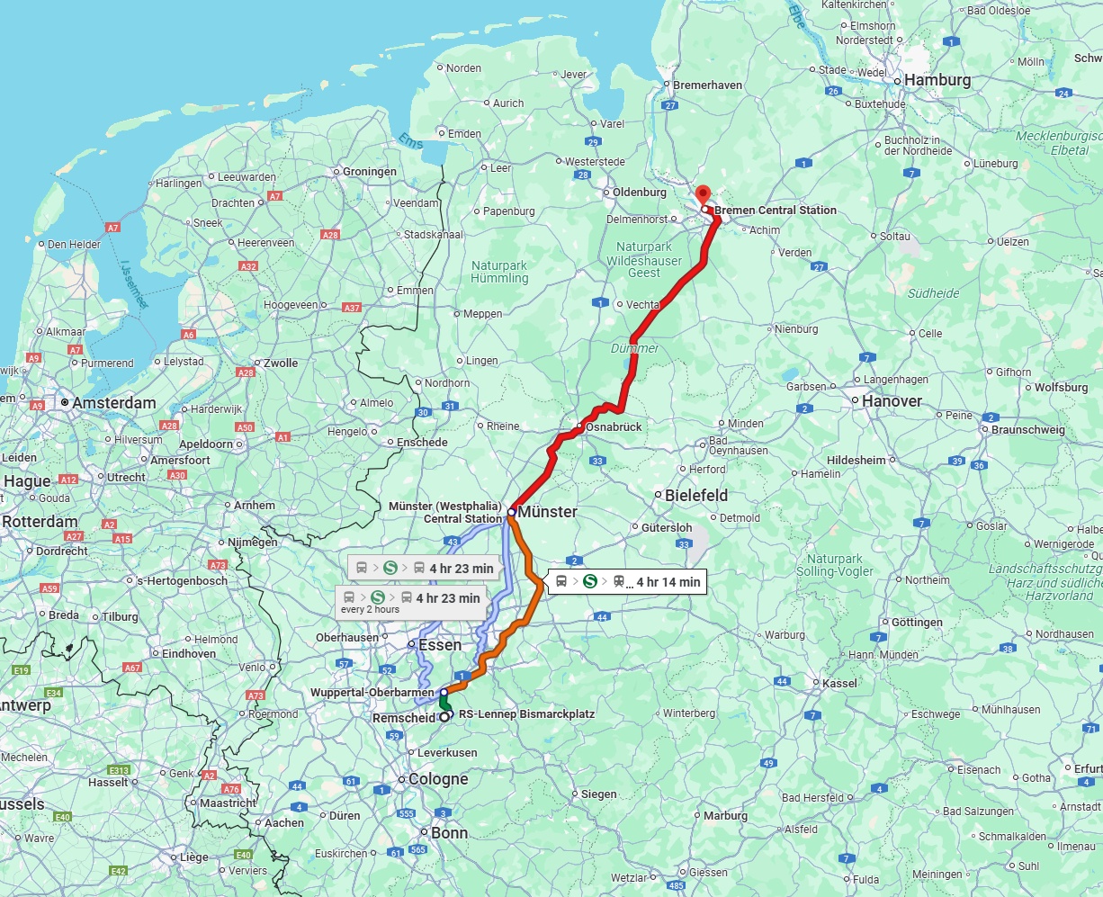 Anreise von Remscheid Zu Bremen Über 