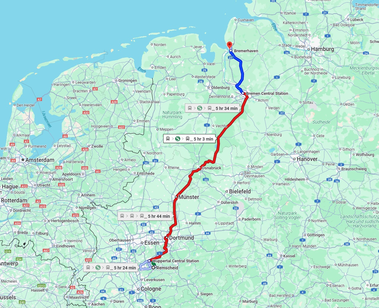 Anreise von Remscheid Zu Bremerhaven Über 