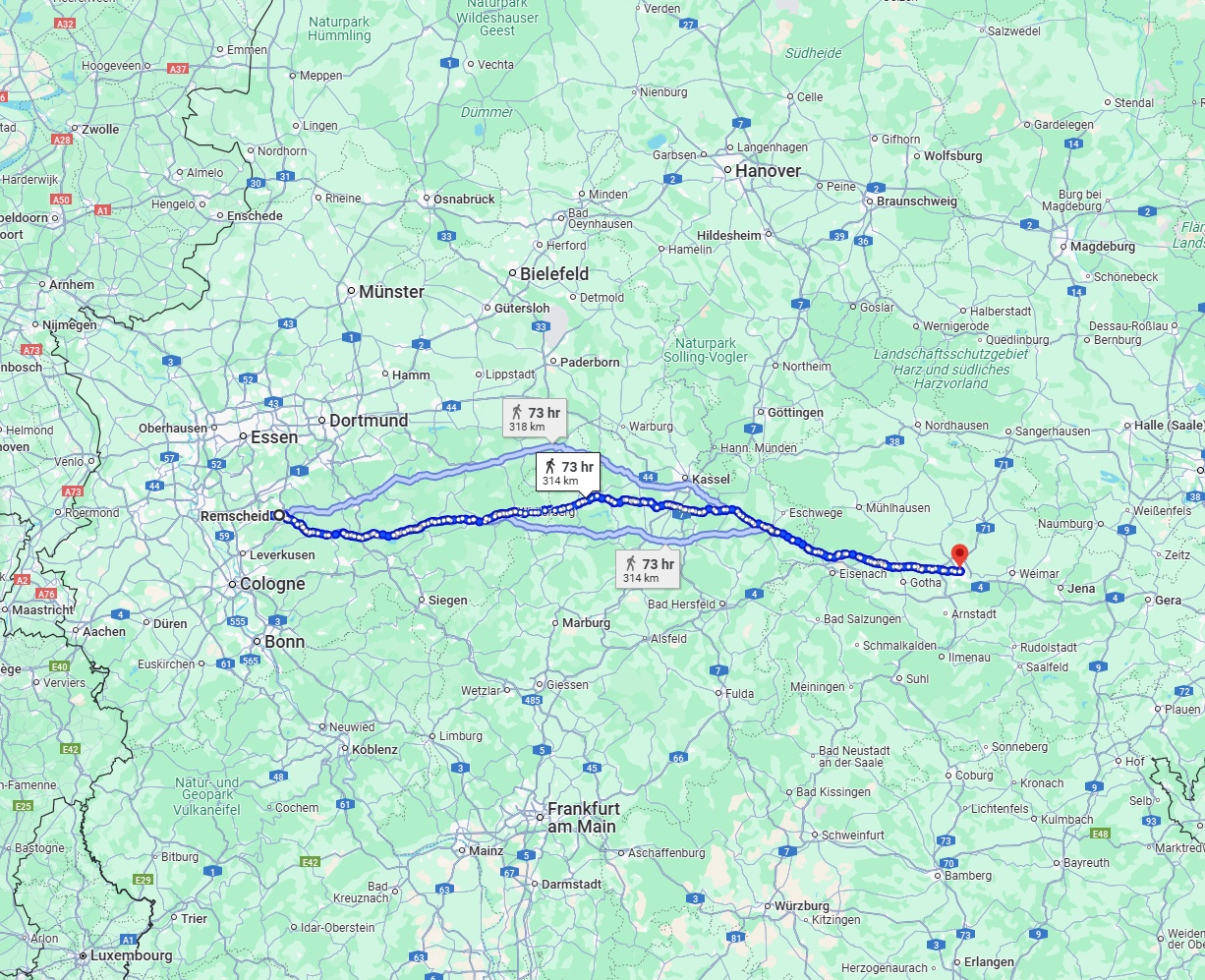 Anreise von Remscheid Zu Erfurt Über 