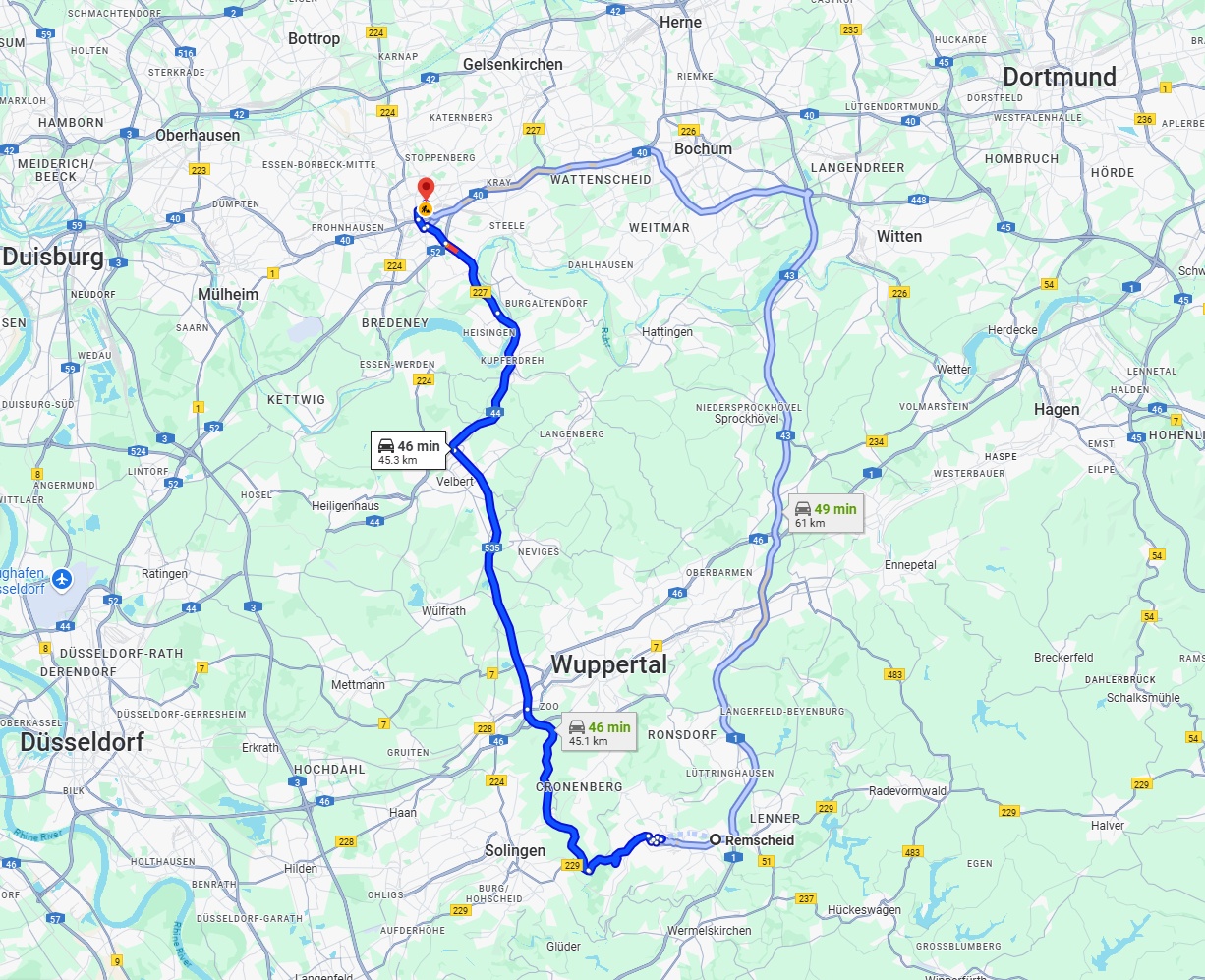 Anreise von Remscheid Zu Essen Über via A535