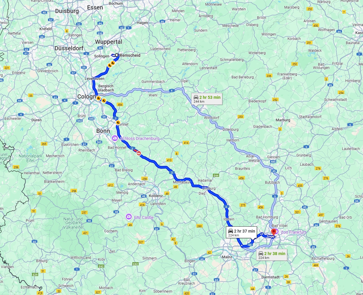 Anreise von Remscheid Zu Frankfurt am Main Über via A3