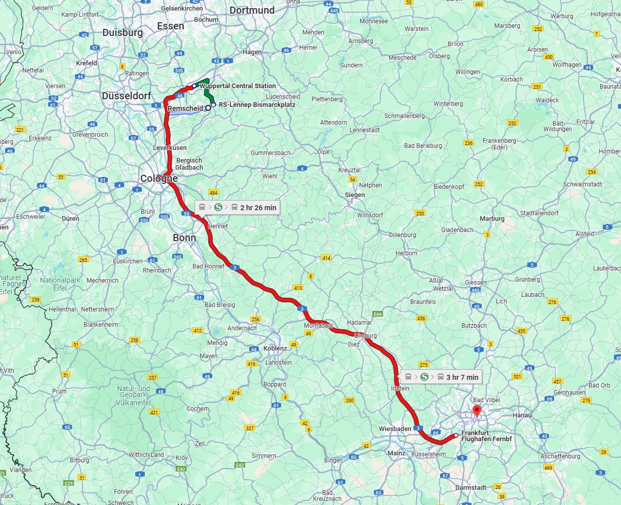 Anreise von Remscheid Zu Frankfurt am Main Über 