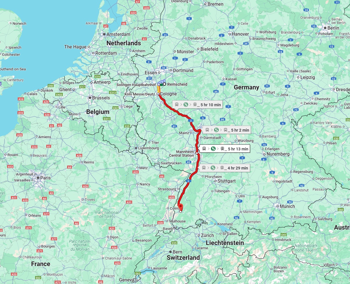 Anreise von Remscheid Zu Freiburg im Breisgau Über 