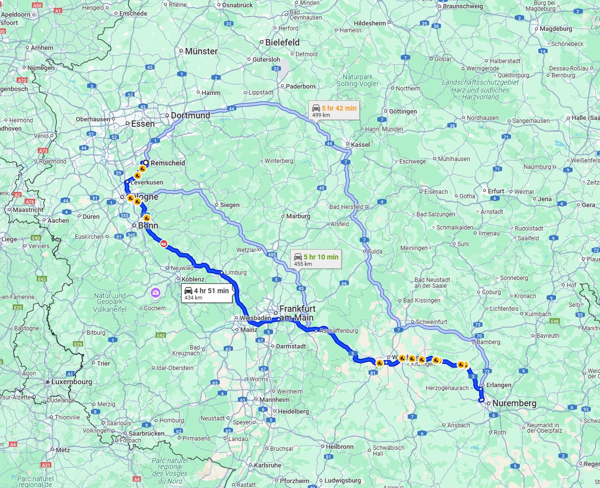Anreise von Remscheid Zu Fürth Über via A3
