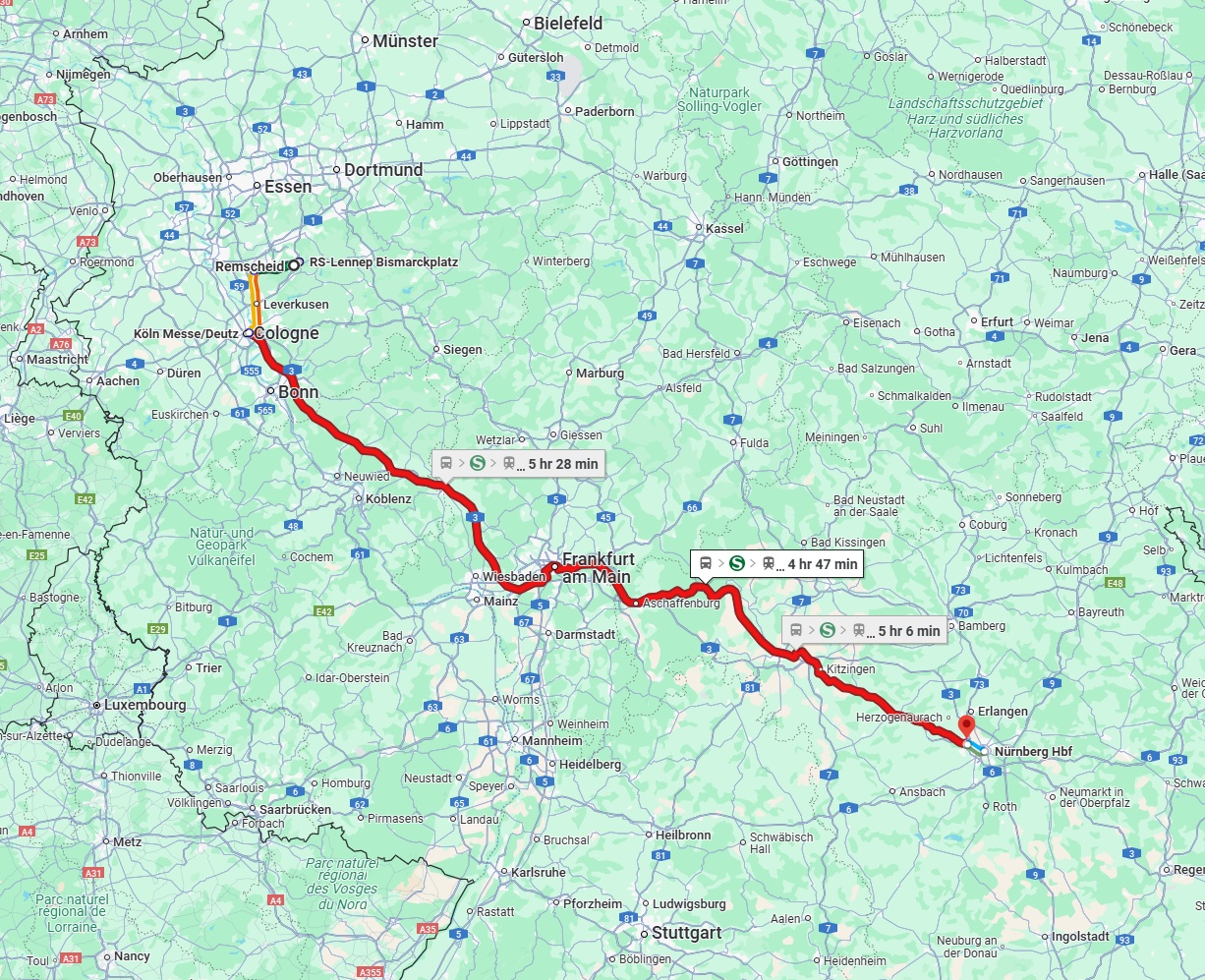 Anreise von Remscheid Zu Fürth Über 