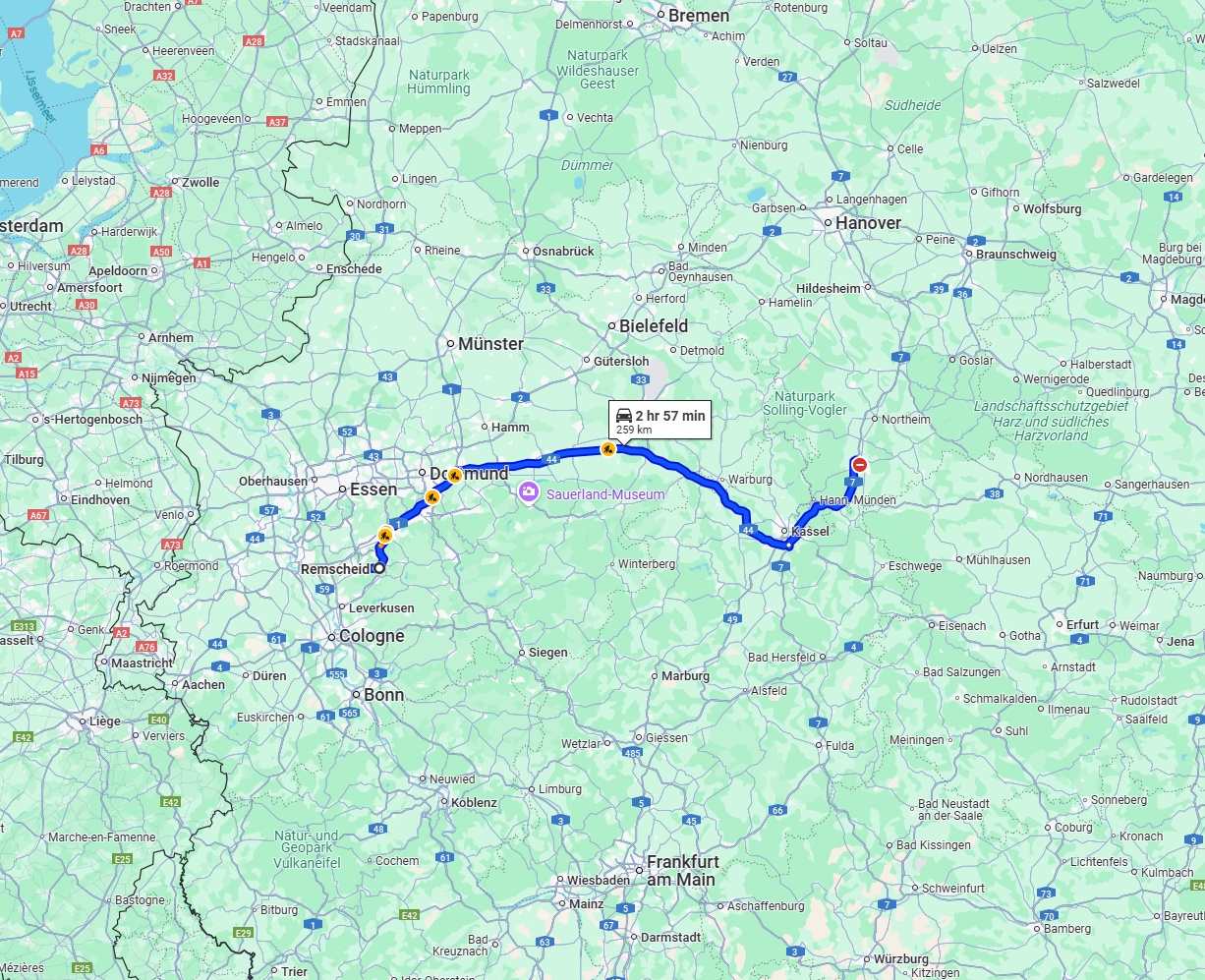 Anreise von Remscheid Zu Göttingen Über via A44