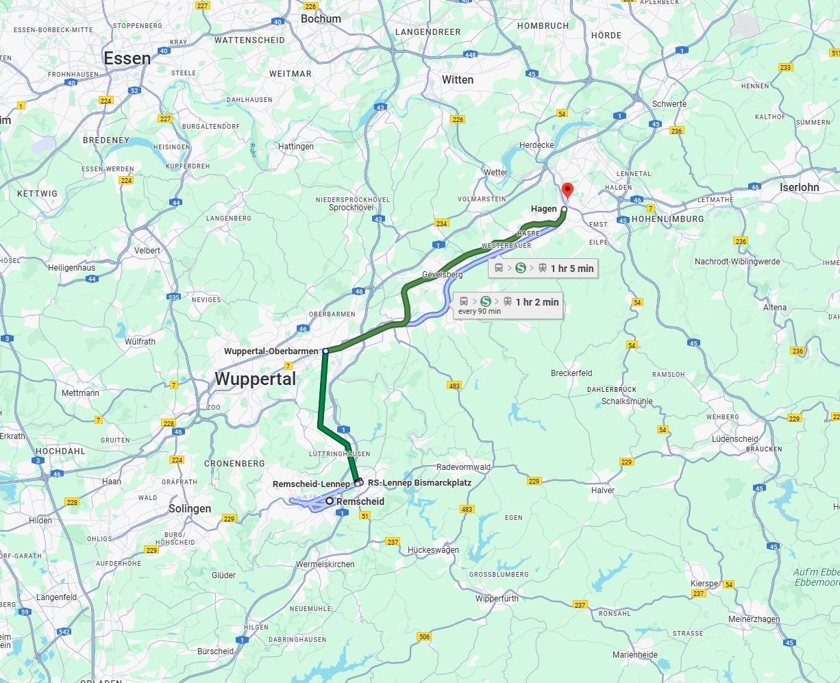 Anreise von Remscheid Zu Hagen Über 