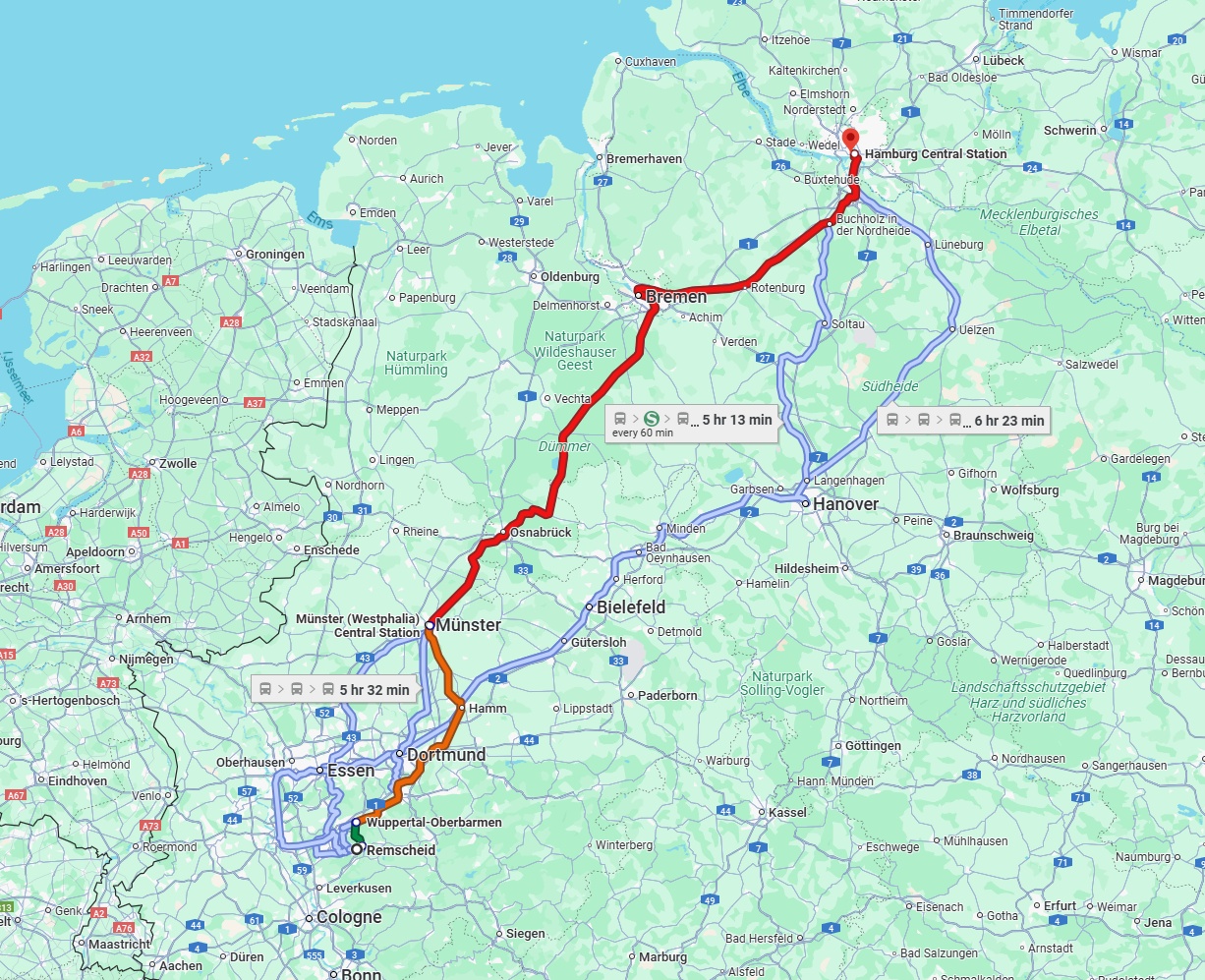Anreise von Remscheid Zu Hamburg Über 