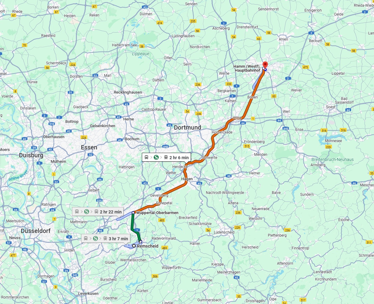 Anreise von Remscheid Zu Hamm Über 