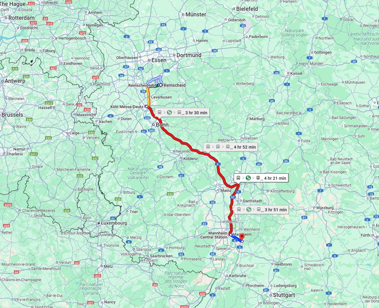 Anreise von Remscheid Zu Heidelberg Über 