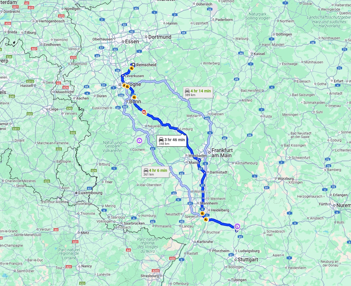 Anreise von Remscheid Zu Heilbronn Über via A3