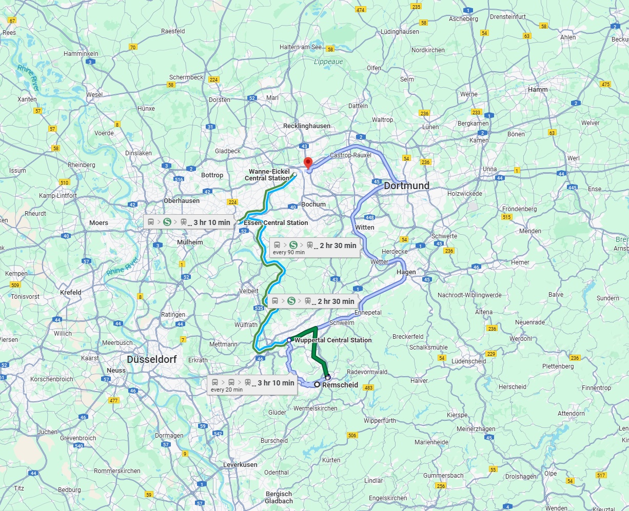 Anreise von Remscheid Zu Herne Über 