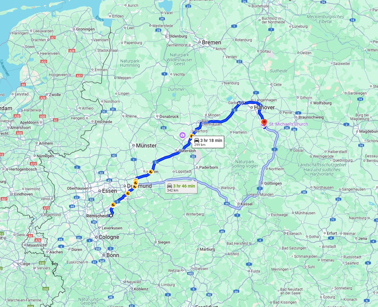 Anreise von Remscheid Zu Hildesheim Über via A2