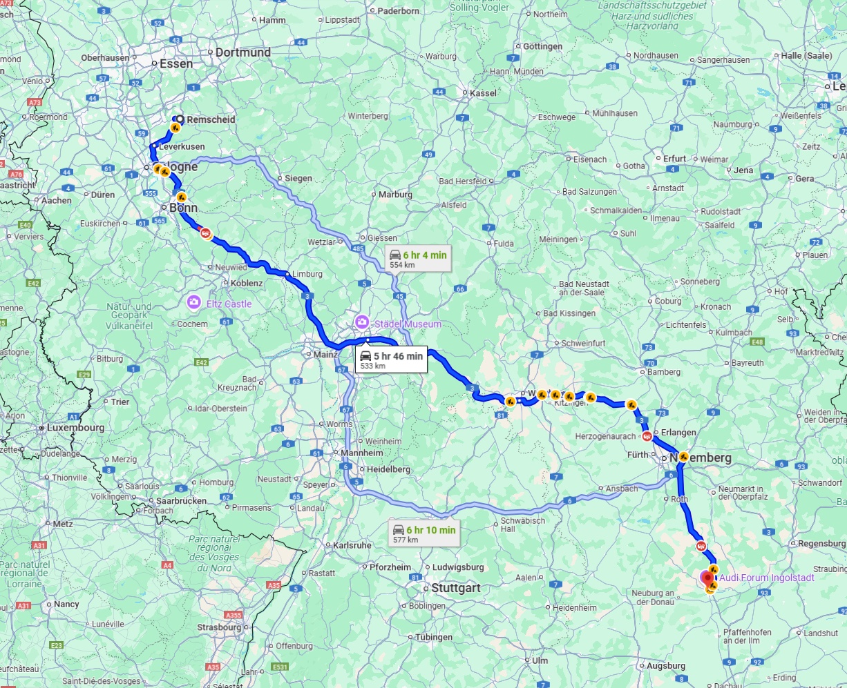 Anreise von Remscheid Zu Ingolstadt Über via A3